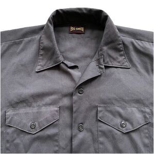 Vintage 50s Big Smith Work Shirt Dark Gray Charcoal Large Sanforized Union Made